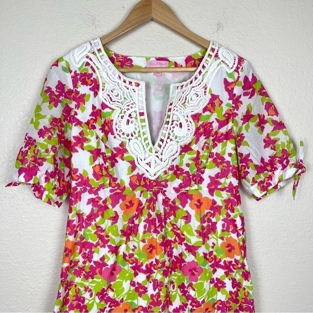Lilly Pulitzer Falling For You Floral Multicolor Short Sleeve Dress Size 6 - Picture 2 of 12